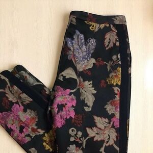 Carlisle Black Floral Trousers with Pink, Purple & Gold Accents